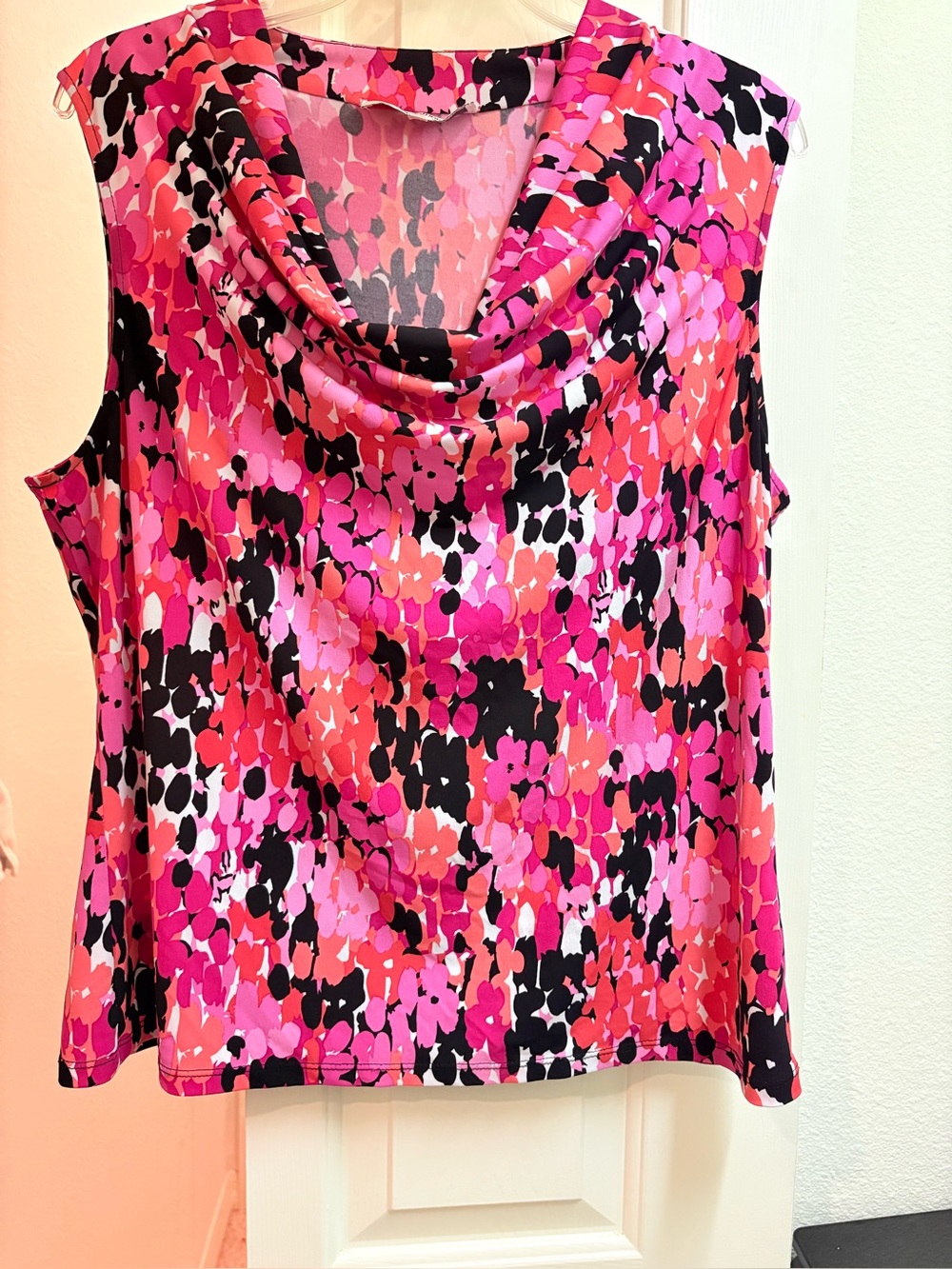 Jones Studio Sleeveless Cowl Neck Camisole in Pink Multi Floral